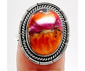 Kingman Orange Dahlia Turquoise Ring size-9 EXR02290 R-1728, 12x16 mm