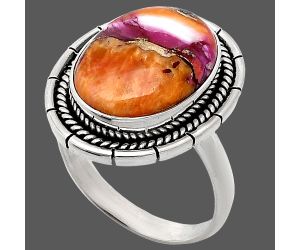 Kingman Orange Dahlia Turquoise Ring size-9 EXR02290 R-1728, 12x16 mm