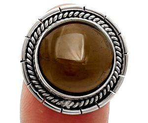 Smoky Quartz Cab Ring size-9 EXR02292 R-1728, 15x15 mm