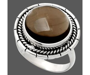 Smoky Quartz Cab Ring size-9 EXR02292 R-1728, 15x15 mm