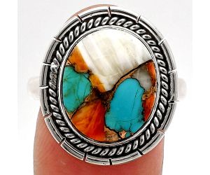 Spiny Oyster Turquoise Ring size-10 EXR02295 R-1728, 12x15 mm