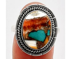 Spiny Oyster Turquoise Ring size-9 EXR02298 R-1728, 12x16 mm