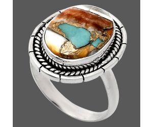 Spiny Oyster Turquoise Ring size-9 EXR02298 R-1728, 12x16 mm