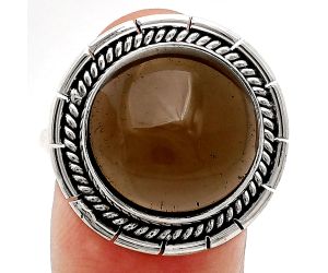 Smoky Quartz Cab Ring size-10 EXR02299 R-1728, 15x15 mm