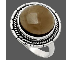 Smoky Quartz Cab Ring size-10 EXR02299 R-1728, 15x15 mm