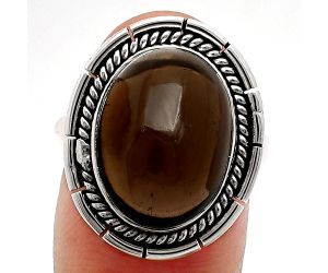 Smoky Quartz Cab Ring size-8 EXR02302 R-1728, 12x16 mm