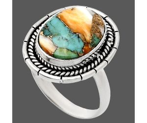 Spiny Oyster Turquoise Ring size-9 EXR02303 R-1728, 12x16 mm