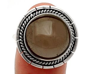 Smoky Quartz Cab Ring size-10 EXR02304 R-1728, 15x15 mm