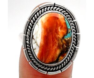 Spiny Oyster Turquoise Ring size-8 EXR02305 R-1728, 12x17 mm