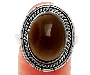 Smoky Quartz Cab Ring size-10 EXR02309 R-1728, 12x16 mm