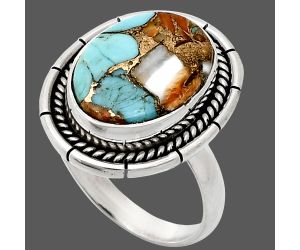 Spiny Oyster Turquoise Ring size-8 EXR02311 R-1728, 12x16 mm