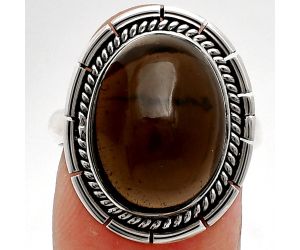 Smoky Quartz Cab Ring size-8 EXR02312 R-1728, 12x16 mm