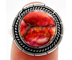 Kingman Orange Dahlia Turquoise Ring size-10 EXR02313 R-1728, 13x13 mm