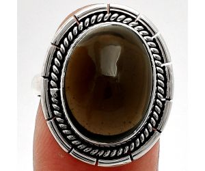 Smoky Quartz Cab Ring size-8 EXR02314 R-1728, 12x16 mm