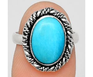 Sleeping Beauty Turquoise Ring size-6 EXR02327 R-1013, 9x13 mm