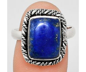 Lapis Lazuli Ring size-8.5 EXR02332 R-1013, 9x13 mm