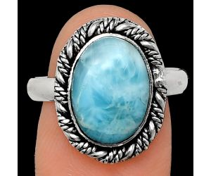 Larimar (Dominican Republic) Ring size-9 EXR02339 R-1013, 10x13 mm