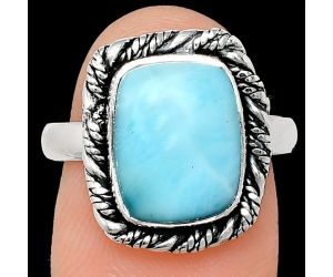 Larimar (Dominican Republic) Ring size-8 EXR02342 R-1013, 9x12 mm