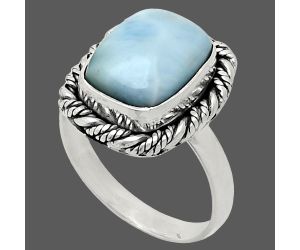 Larimar (Dominican Republic) Ring size-8 EXR02342 R-1013, 9x12 mm