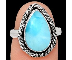 Larimar (Dominican Republic) Ring size-7 EXR02343 R-1013, 9x15 mm