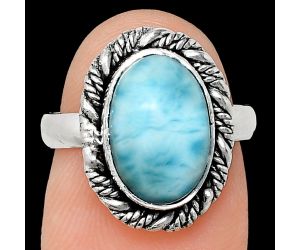 Larimar (Dominican Republic) Ring size-6 EXR02344 R-1013, 8x12 mm