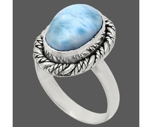 Larimar (Dominican Republic) Ring size-6 EXR02344 R-1013, 8x12 mm