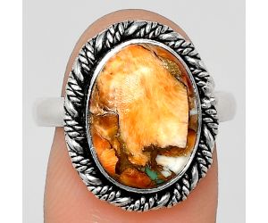 Spiny Oyster Turquoise Ring size-9 EXR02352 R-1013, 10x14 mm