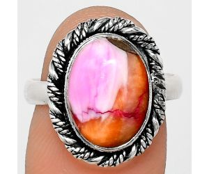 Kingman Orange Dahlia Turquoise Ring size-8 EXR02364 R-1013, 10x14 mm