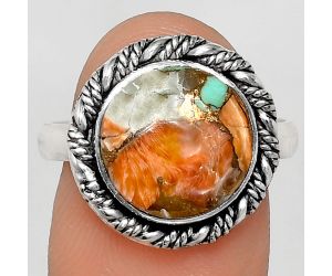 Spiny Oyster Turquoise Ring size-9 EXR02373 R-1013, 12x12 mm