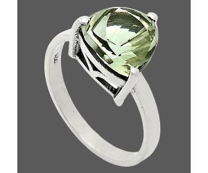 Prasiolite (Green Amethyst) Ring size-7 EXR02423 R-1019, 10x10 mm