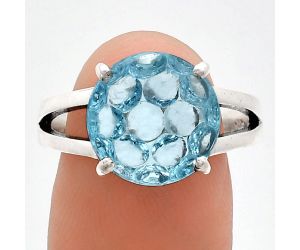 Sky Blue Topaz Ring size-8.5 EXR02430 R-1019, 14x14 mm