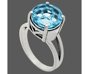 Sky Blue Topaz Ring size-8.5 EXR02430 R-1019, 14x14 mm