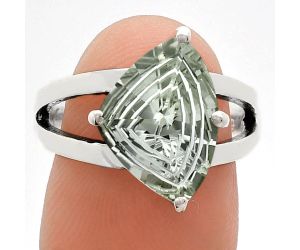 Prasiolite (Green Amethyst) Ring size-7 EXR02488 R-1019, 10x14 mm