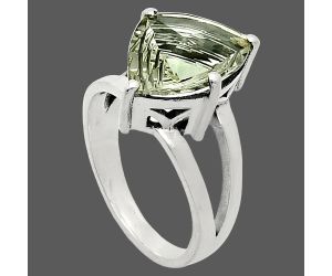 Prasiolite (Green Amethyst) Ring size-7 EXR02488 R-1019, 10x14 mm