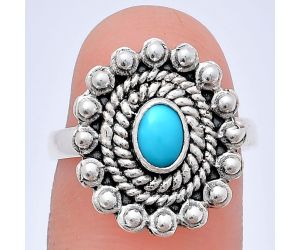 Sleeping Beauty Turquoise Ring size-7 EXR02615 R-1124, 6x4 mm