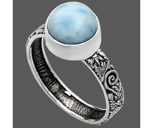 Larimar (Dominican Republic) Ring size-9 EXR02670 R-1055, 9x9 mm