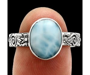 Larimar (Dominican Republic) Ring size-9 EXR02677 R-1055, 9x11 mm