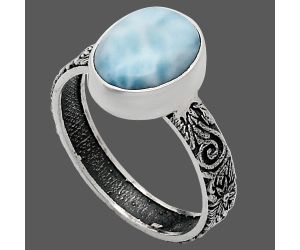 Larimar (Dominican Republic) Ring size-9 EXR02677 R-1055, 9x11 mm