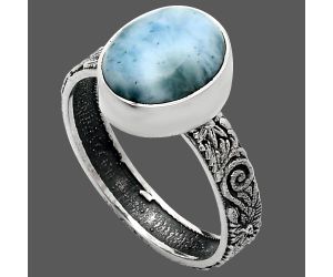 Larimar (Dominican Republic) Ring size-9 EXR02678 R-1055, 9x11 mm