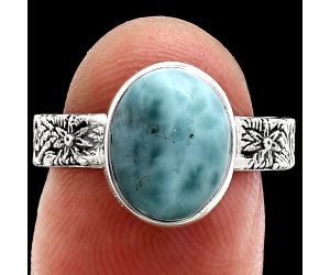 Larimar (Dominican Republic) Ring size-7 EXR02679 R-1055, 9x11 mm