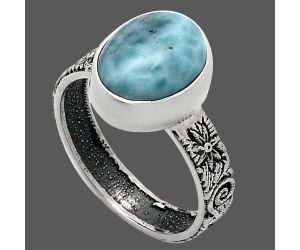 Larimar (Dominican Republic) Ring size-7 EXR02679 R-1055, 9x11 mm