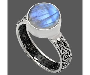 Faceted Rainbow Moonstone Ring size-6 EXR02680 R-1055, 9x9 mm