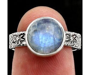 Rainbow Moonstone Ring size-7 EXR02684 R-1055, 10x10 mm