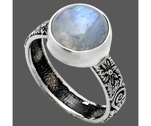 Rainbow Moonstone Ring size-7 EXR02684 R-1055, 10x10 mm