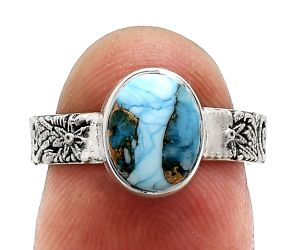 Spiny Oyster Turquoise Ring size-6 EXR02687 R-1055, 7x9 mm