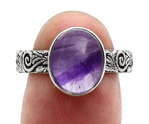 Super 23 Amethyst Mineral From Auralite Ring size-8 EXR02699 R-1055, 9x11 mm