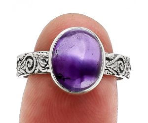 Super 23 Amethyst Mineral From Auralite Ring size-8 EXR02703 R-1055, 9x11 mm