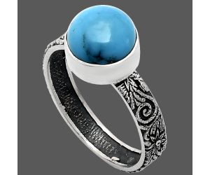 Sleeping Beauty Turquoise Ring size-9 EXR02710 R-1055, 9x9 mm