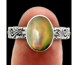 Ethiopian Opal Ring size-9 EXR02731 R-1055, 8x11 mm