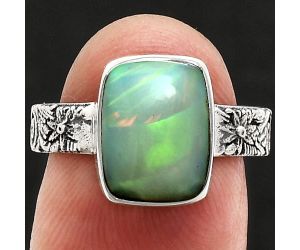 Ethiopian Opal Ring size-6.5 EXR02735 R-1055, 8x11 mm